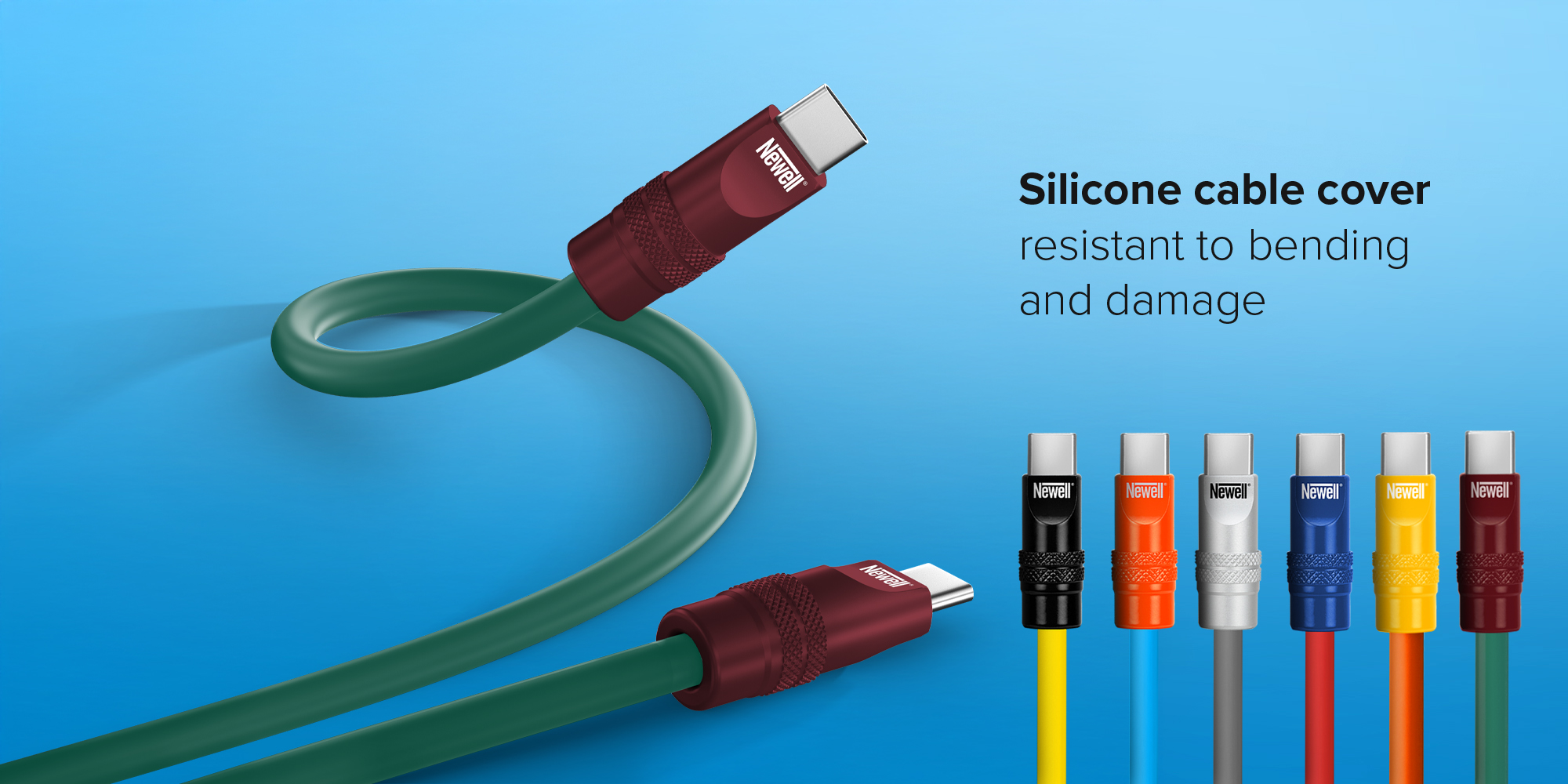 Grafika - Kabel Newell USB-C - USB-C 100 W, 2 m, silikonowy, zielono-bordowy_01.jpg